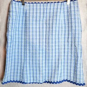 Willi Smith Y2K Baby Blue Green Tartan Plaid Scallop Edge Knee Length Skirt 14